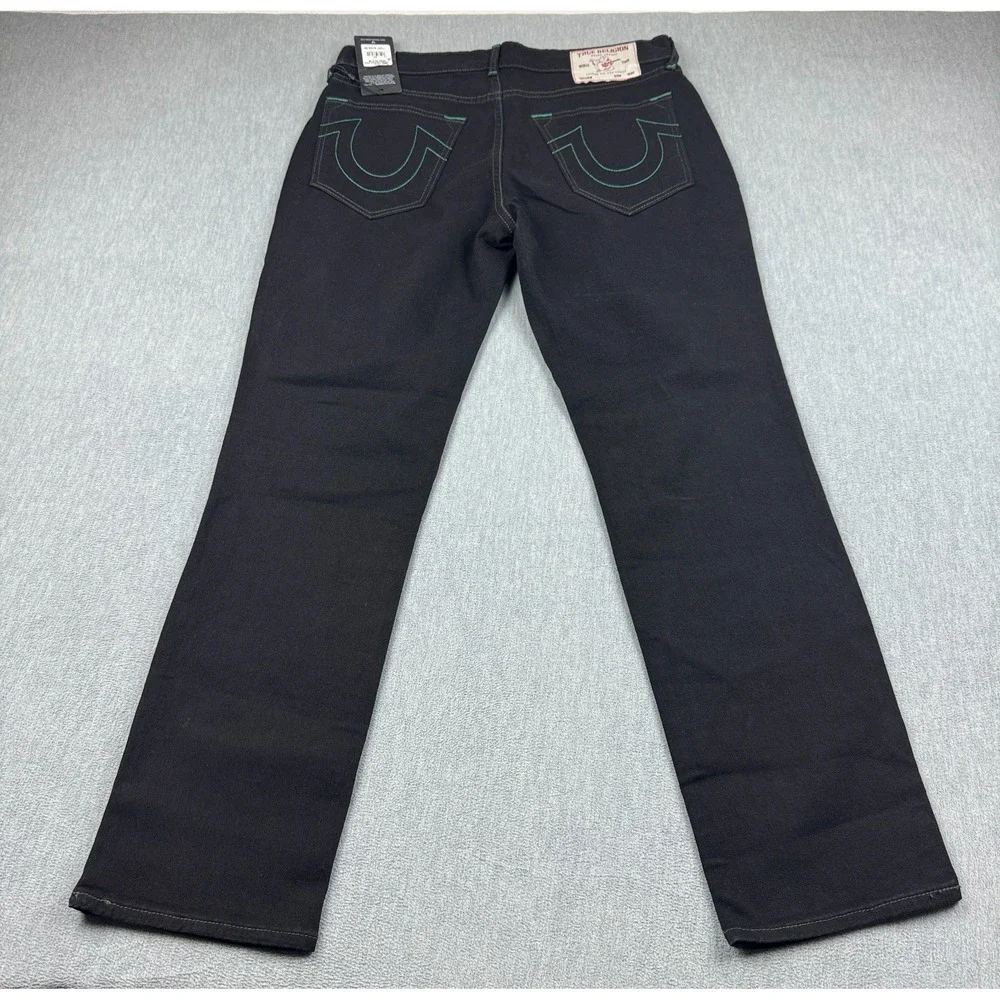 True Religion Jeans Mens 33X32 Black Rinse Denim Geno Relaxed‎ Slim Stretch NWT